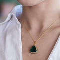 Emerald CZ Stone Pave Sterling Silver Necklace