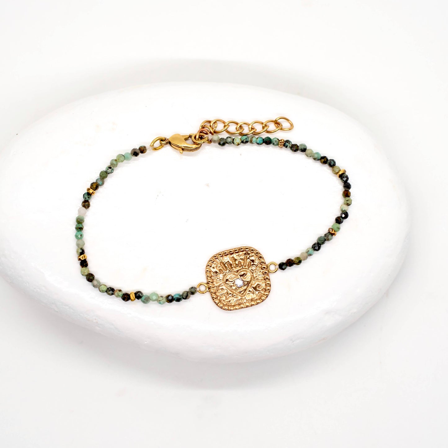 Brass & Stone Enchanted Heart Bracelet