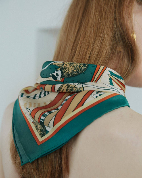 "Madagascar" Silk Bandana - Green