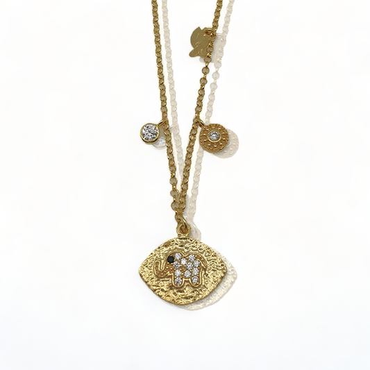 Dainty Diamond Elephant Charm Necklace