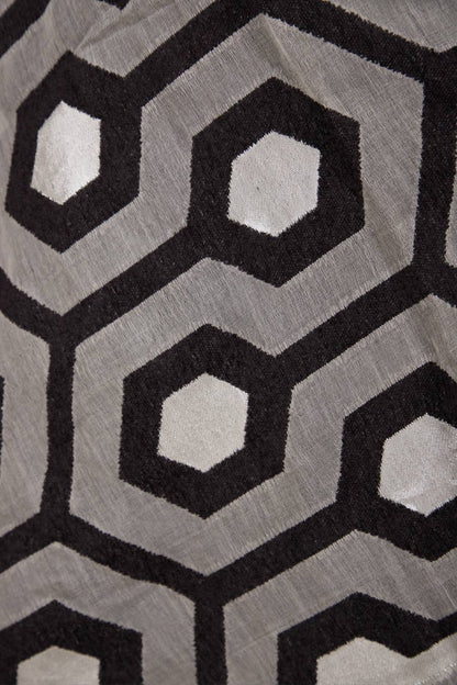 Geometric Cotton Short Open Poncho
