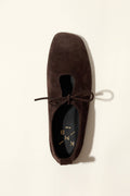 KATY CHOCOLATE – Soft Leather Flats with Front Tie
