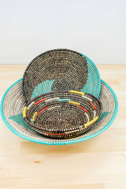 African Wall Basket / Bowl, sweet grass, multi-color