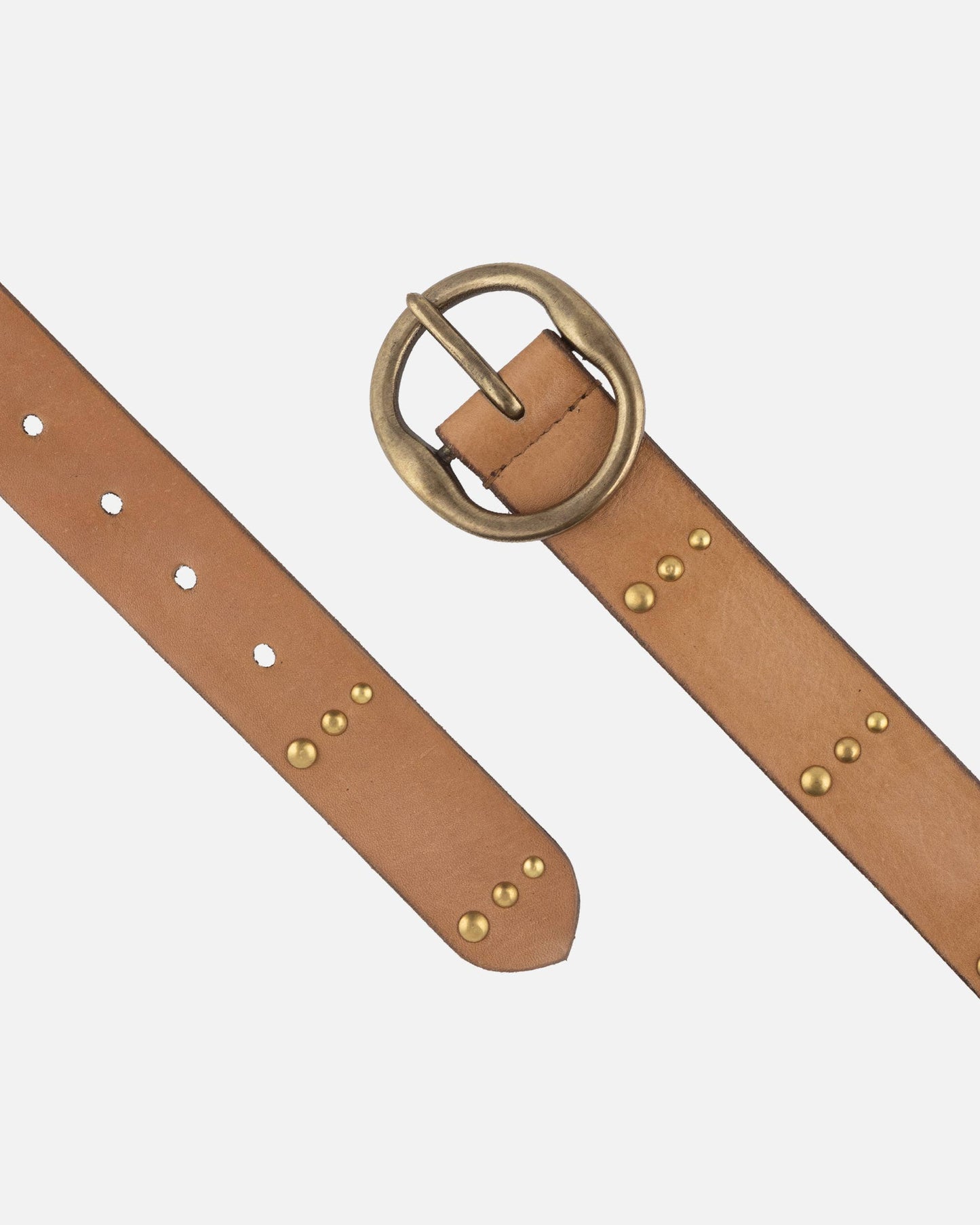Dion | Round Buckle Leather Studded Belt