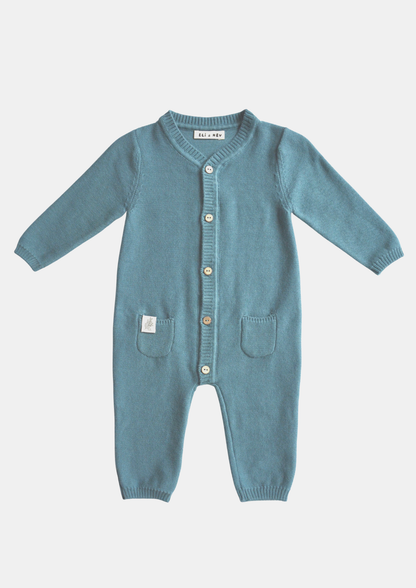 Baby Knitted Blue Jumpsuit 100% Cotton OEKO-TEX