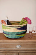 Shades of Blue Triangle Design Double Handle Bolga Basket