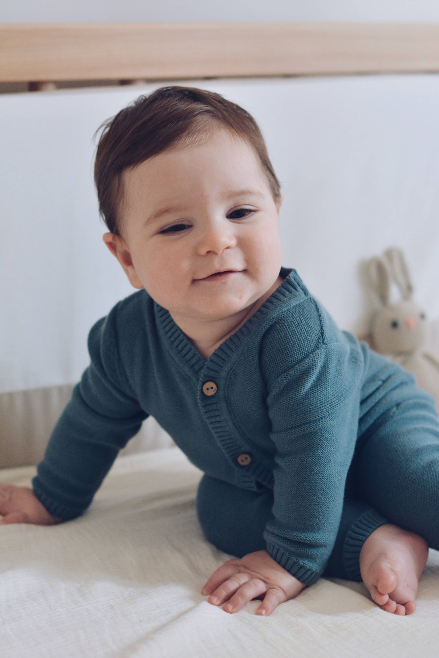 Baby Knitted Blue Jumpsuit 100% Cotton OEKO-TEX