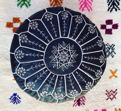 Pouf Moroccan leather pouf, Moroccan Ottoman pouf
