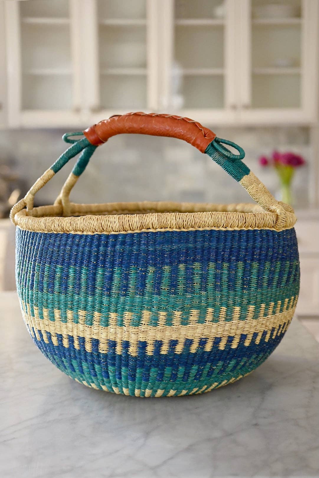 Bluebell Patterned Bolga Market Basket