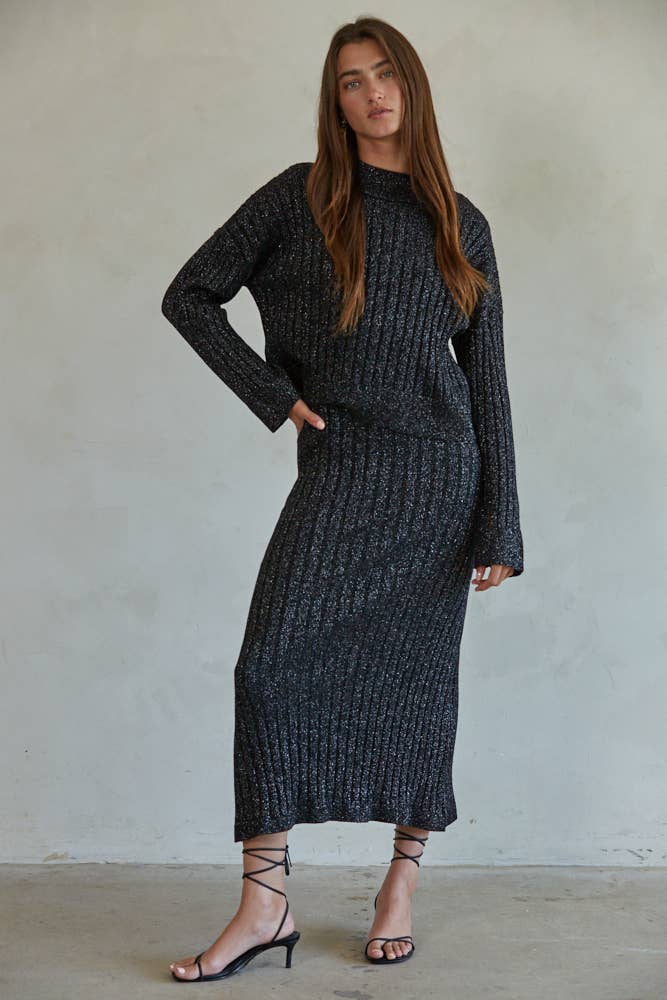 Ribbed Mock Neck Pullover