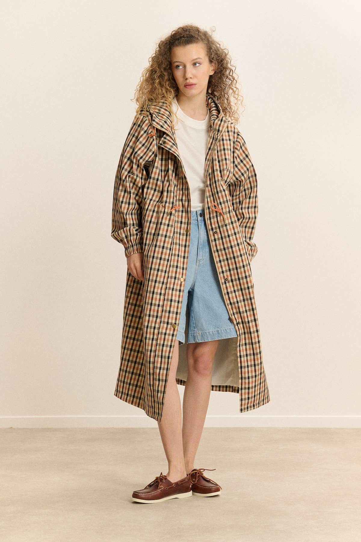 Checkered Trench Coat