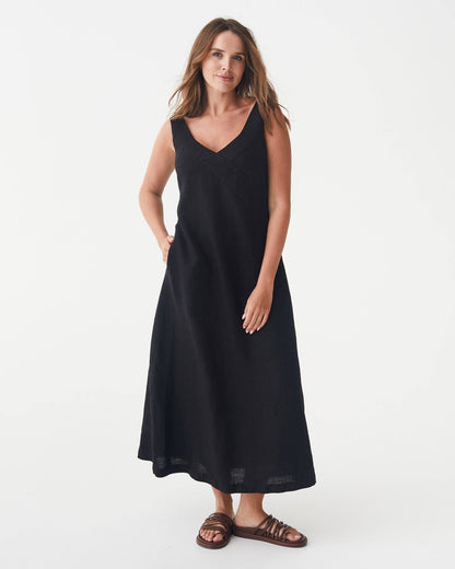A-line Linen Dress CHILOE in Black