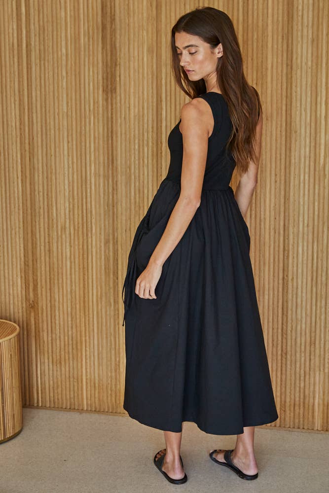 Woven 100% Cotton Poplin Skirt Bodice Midi Dress
