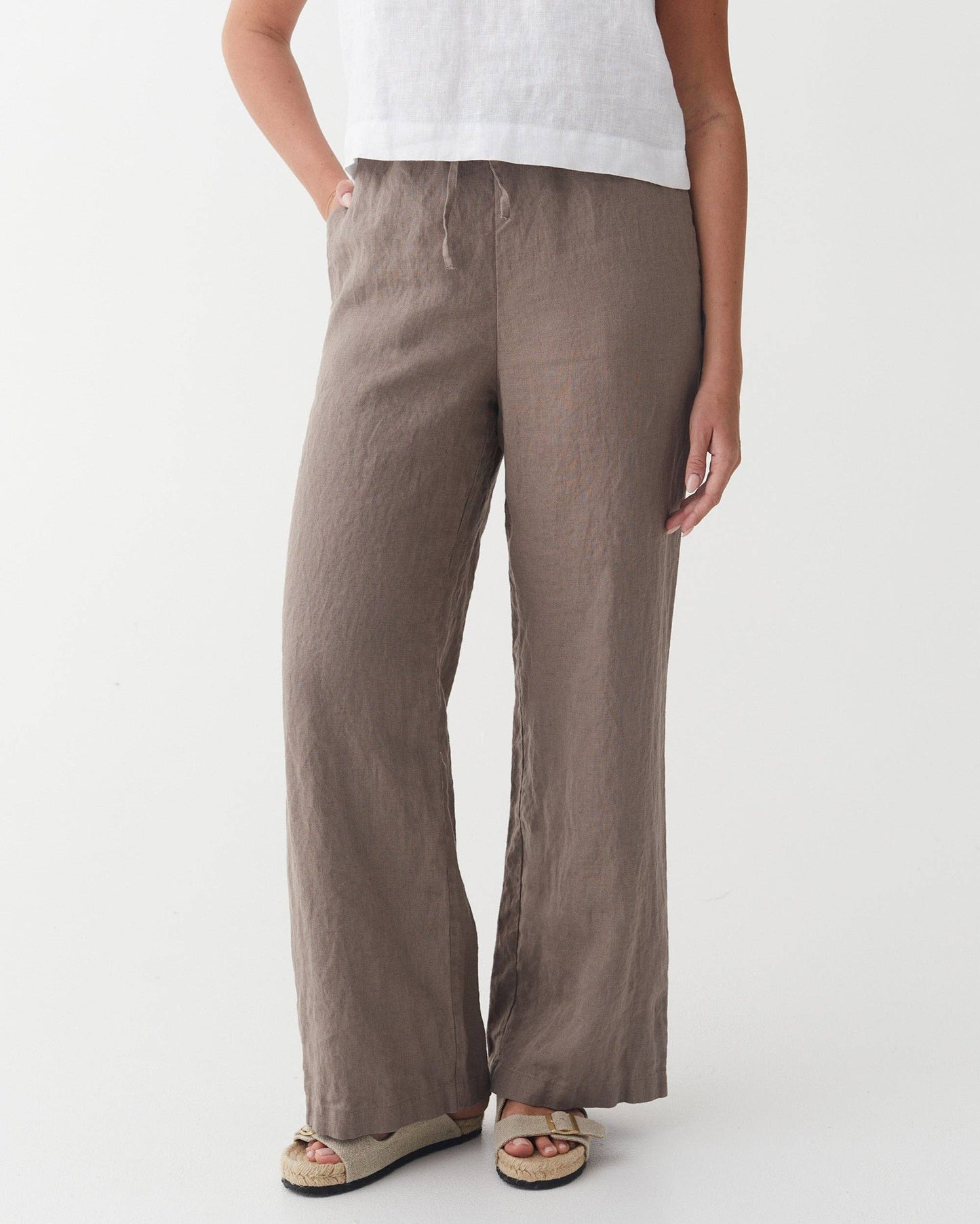 Linen Pants PEMBA in Deep taupe