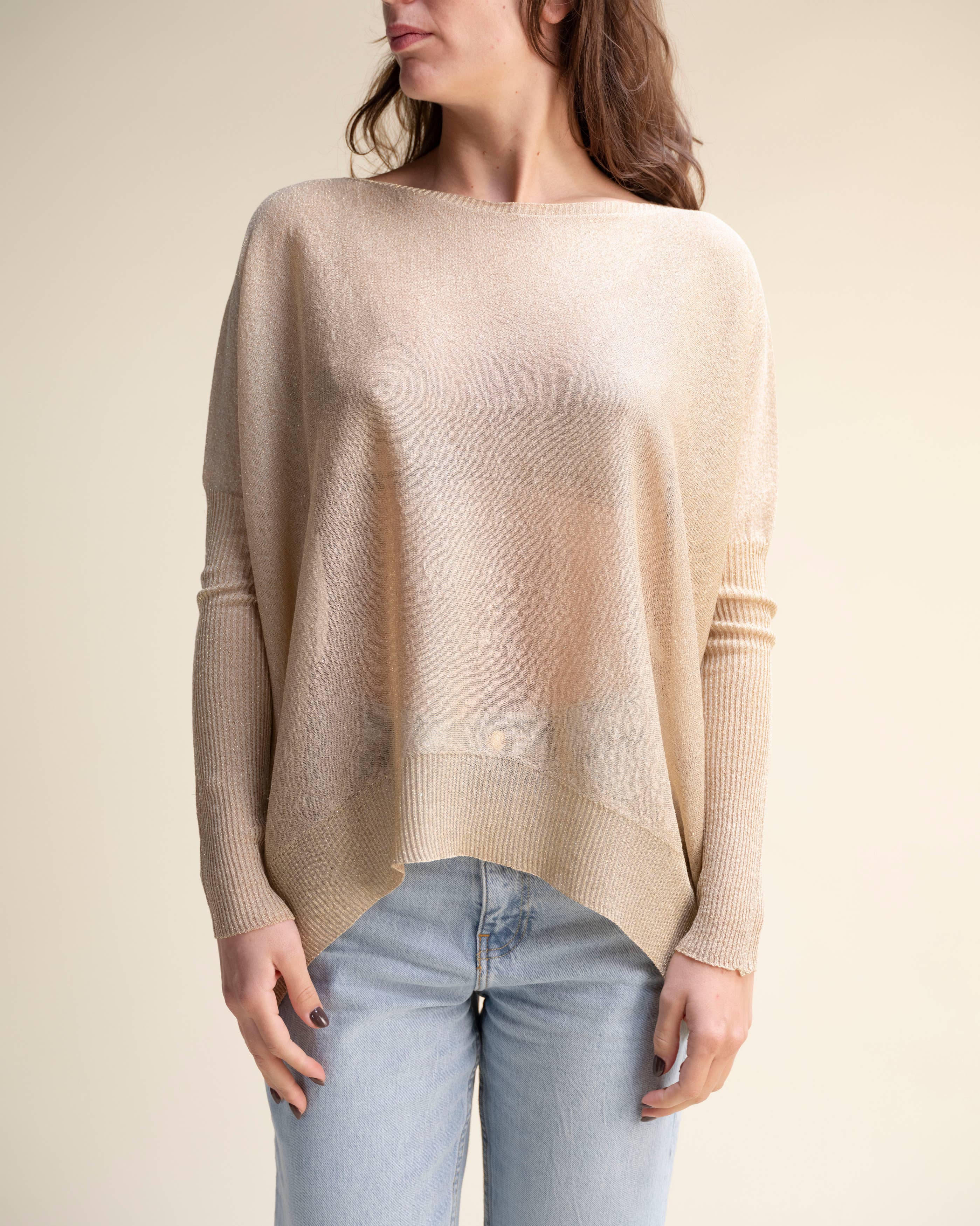 Glitter Maxi Boat-Neck Sweater - 3D Knit