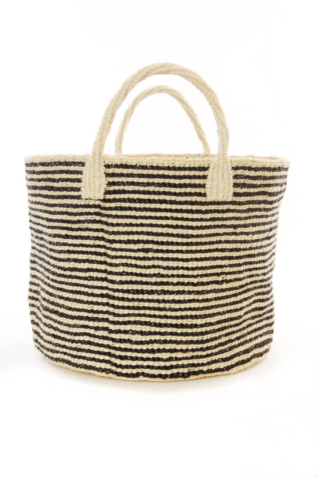 Narrow Stripe Sisal Tote - Black