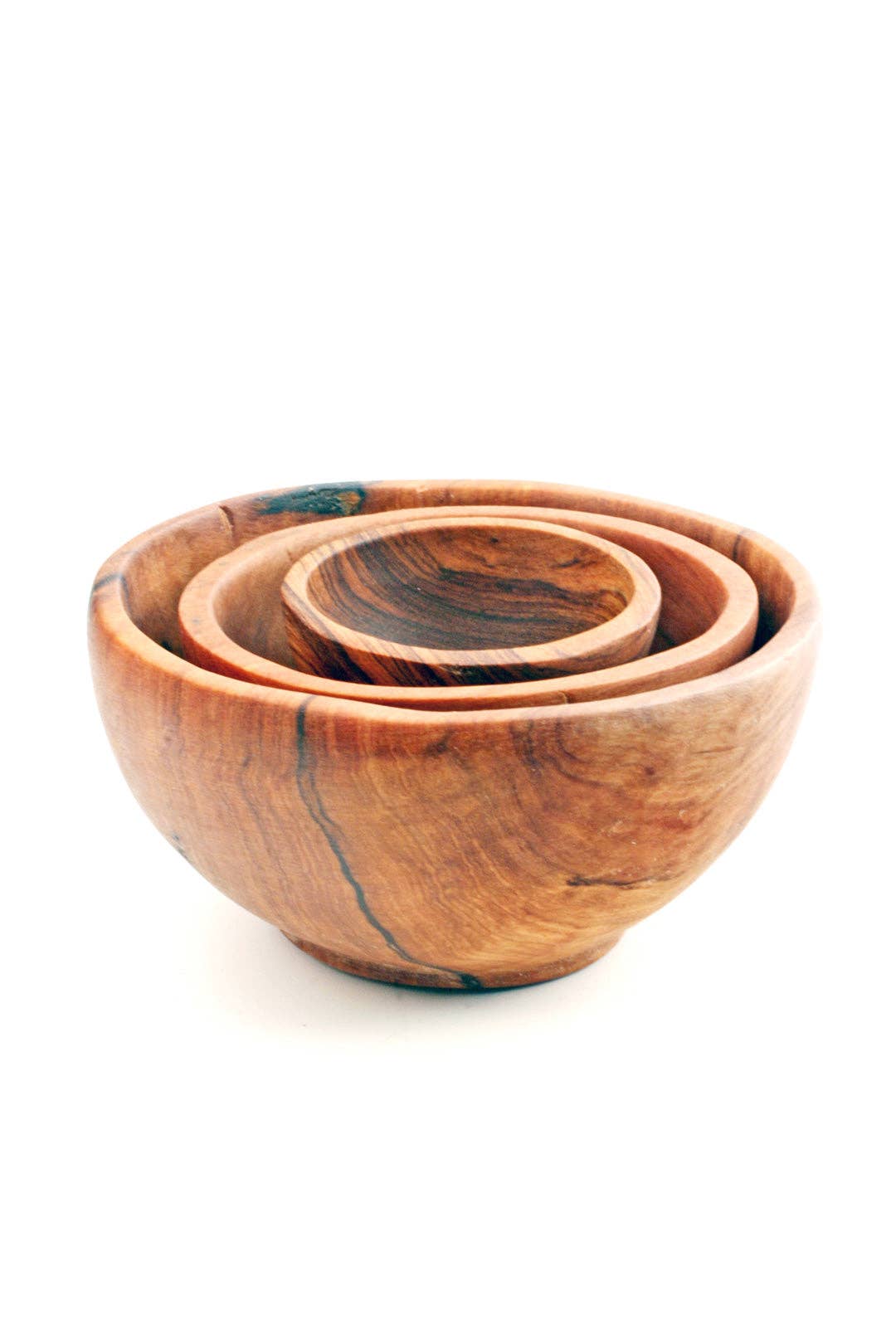 Set of 3 Wild Olive Wood Condiment Bowls