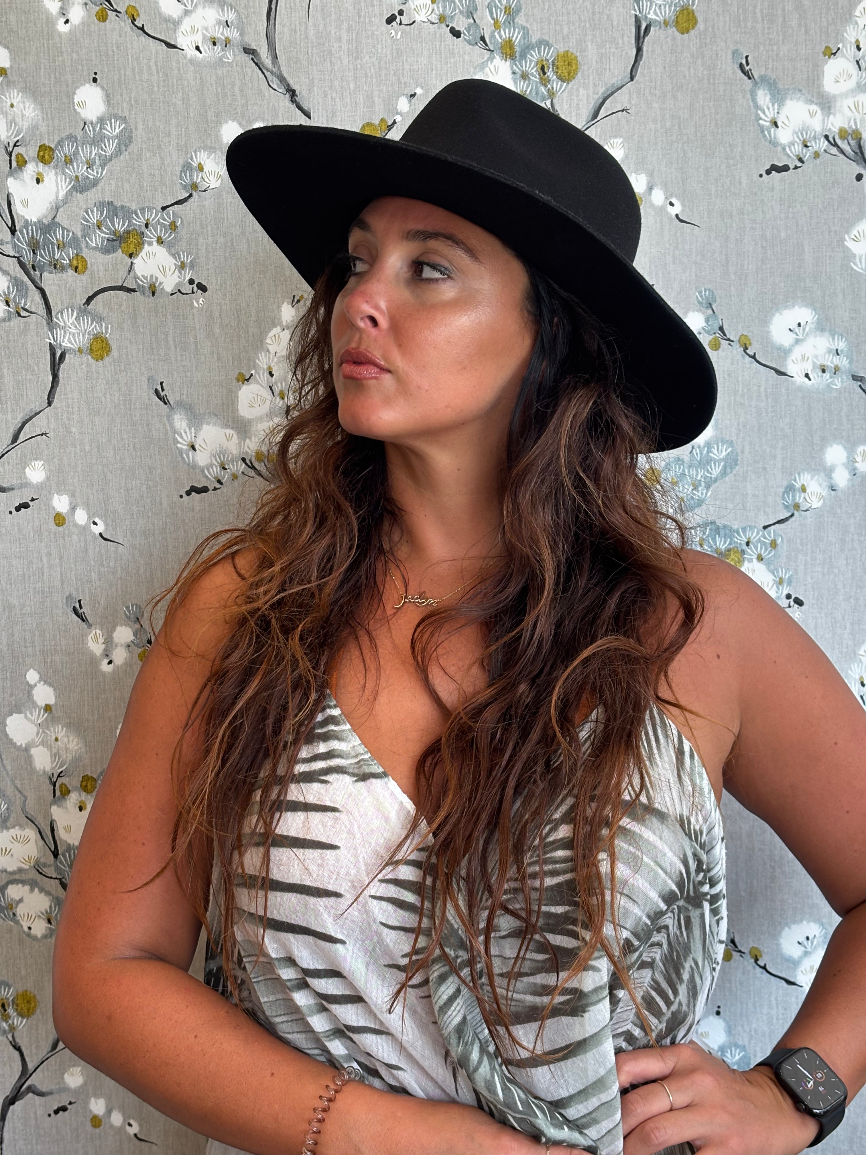 Western Flat Brim Wool Stiff Fedora
