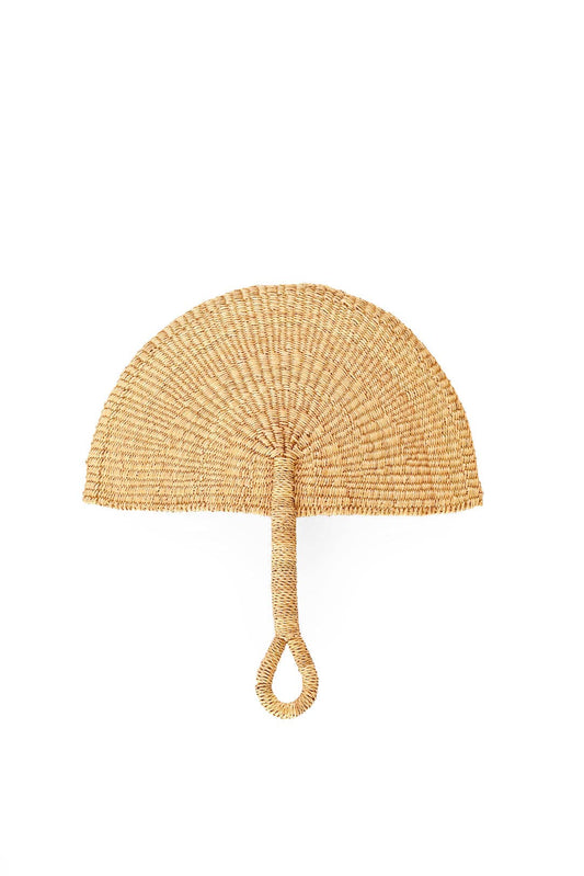 Natural Elephant Grass Half-Moon Hand Fan