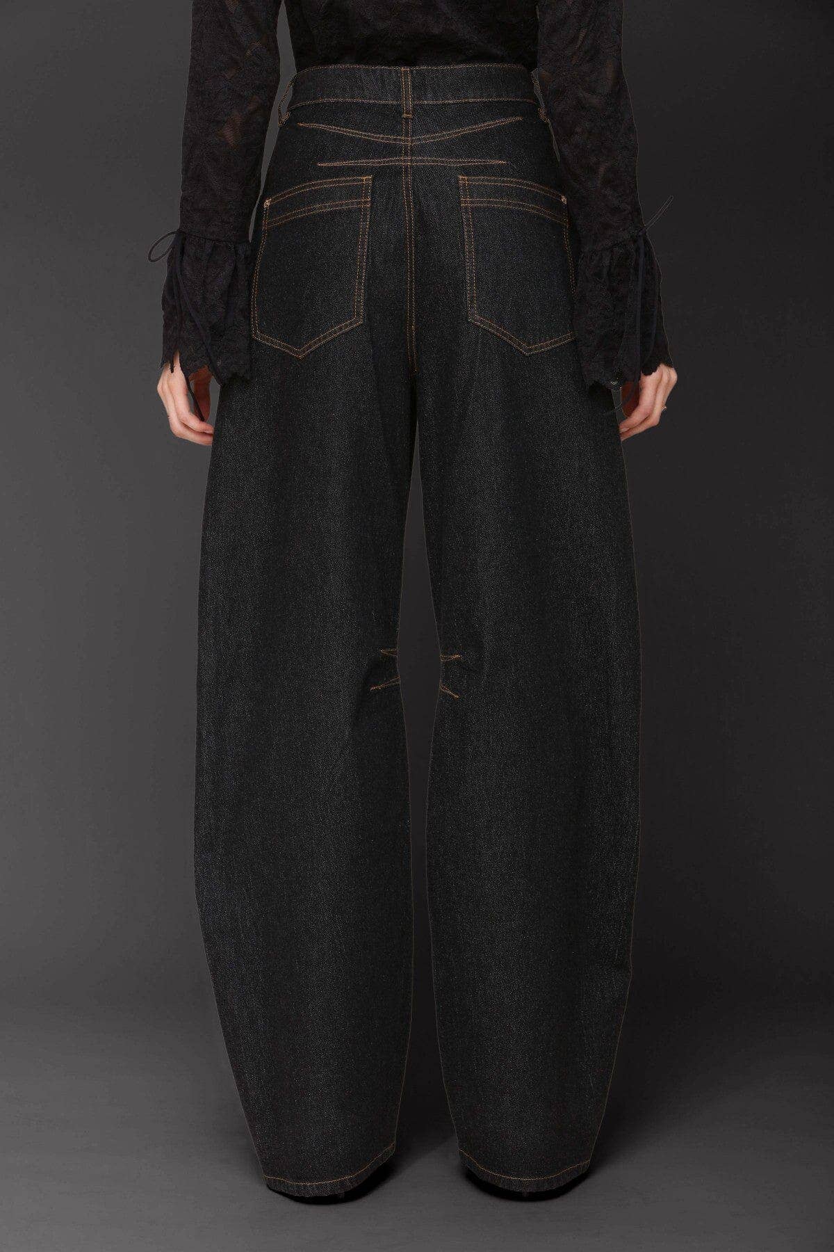 Novelty Button Barrel Leg Jeans