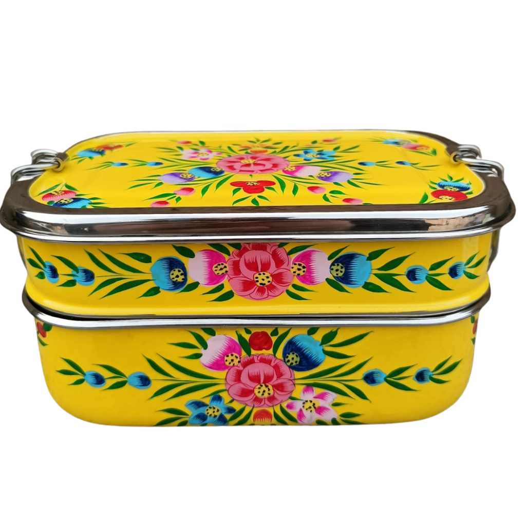 Tiffin-Style Lunchbox | Dark Blue Garland