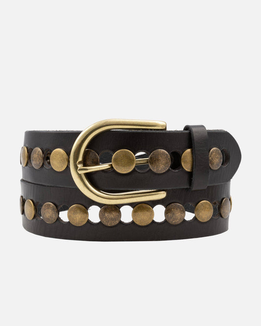 Jasmyn | All Over Gold Studded Full Grain Leather Belt Women