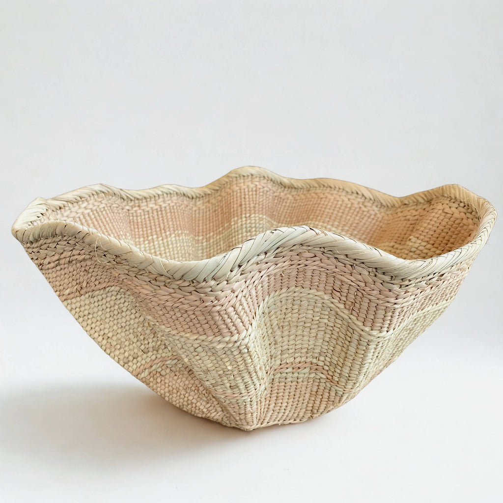 Dramatic Rippled Palm Leaf Dancing Basket
