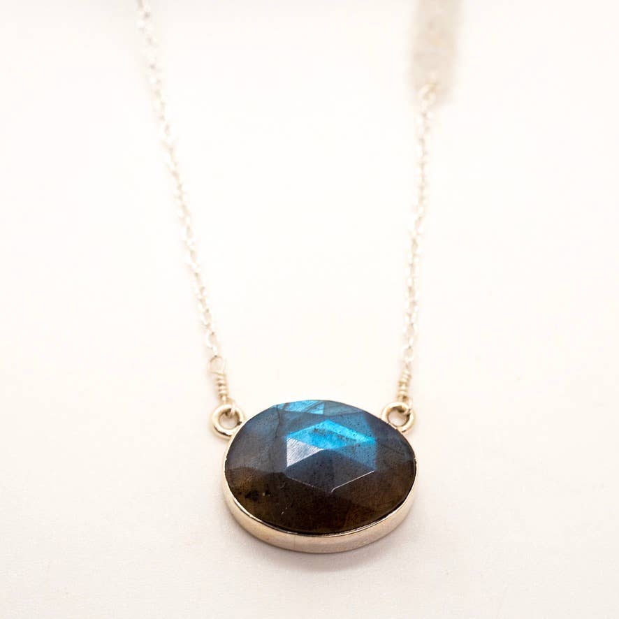 Sterling Silver Aura Stone Necklace