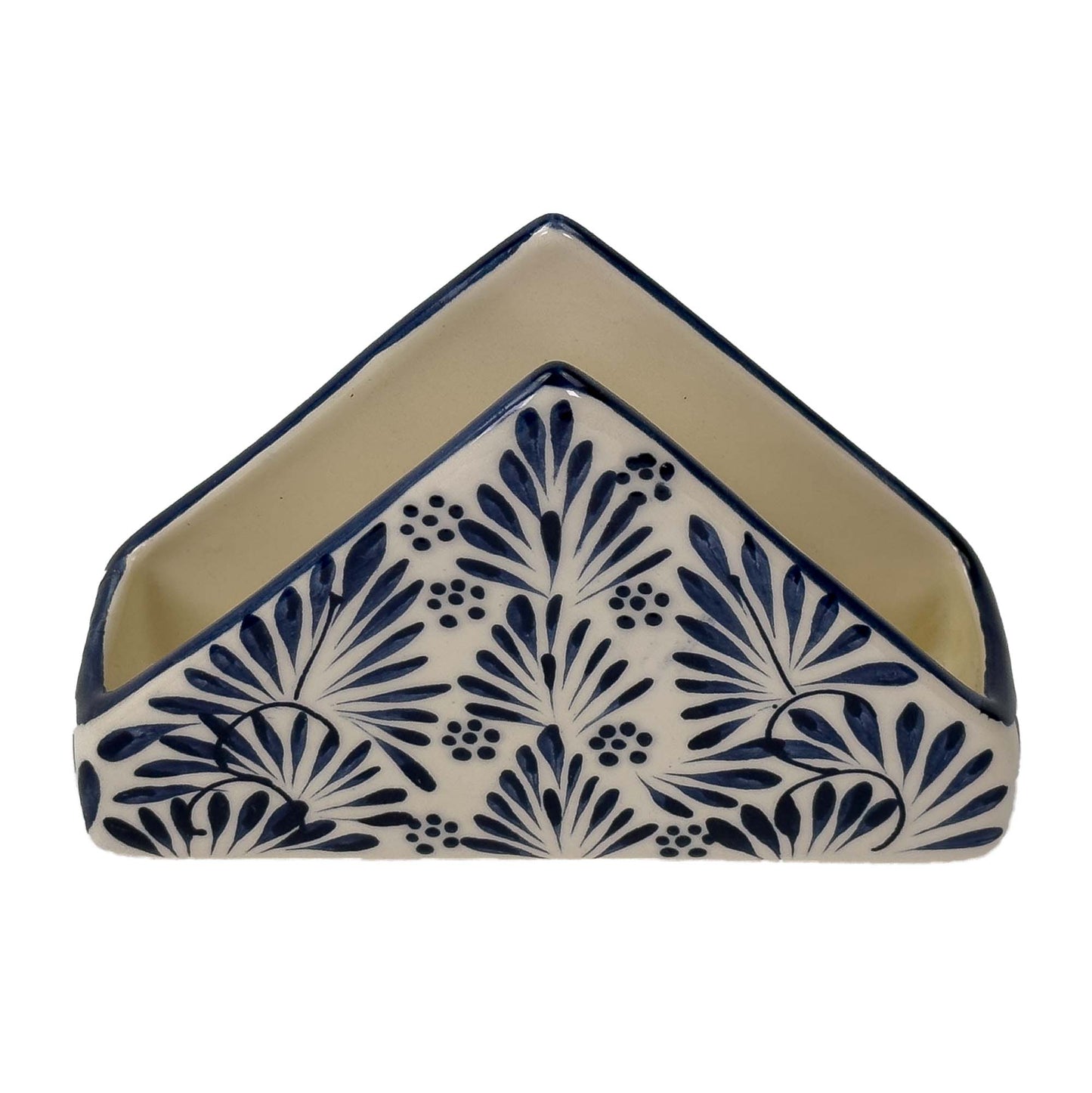 Mexican Pottery Napkin Holder Blue Plumeado