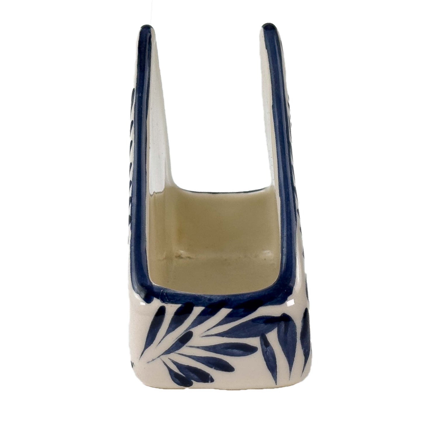 Mexican Pottery Napkin Holder Blue Plumeado