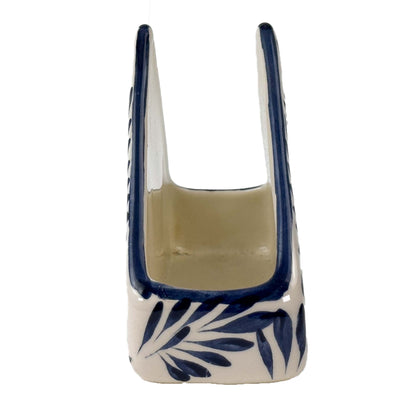 Mexican Pottery Napkin Holder Blue Plumeado