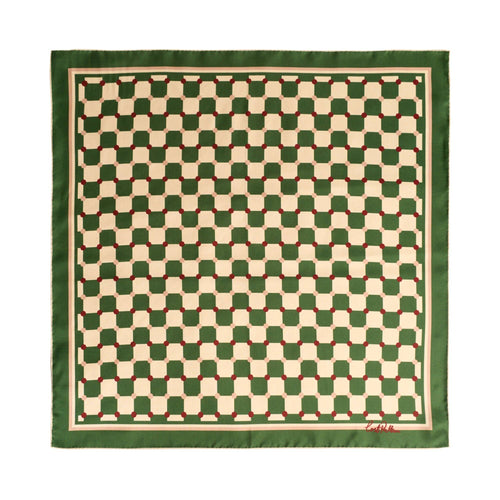 "Checkerboard" Silk Bandana Scarf