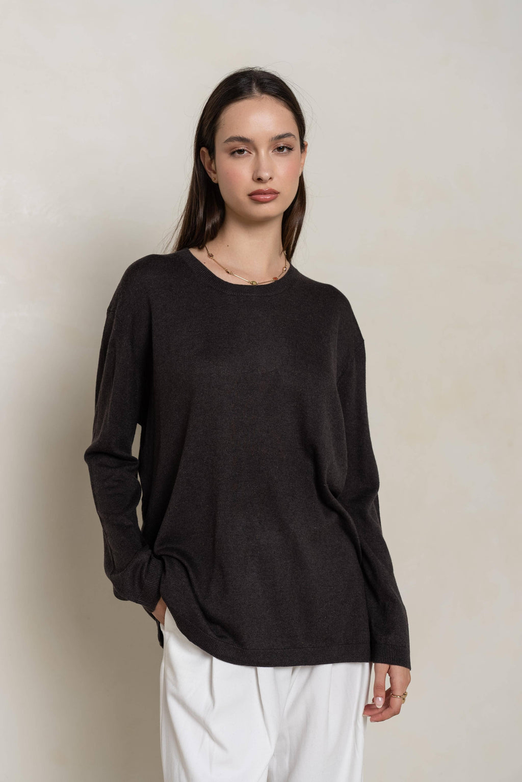 Silk & Cashmere Oversized Crew  Sweater