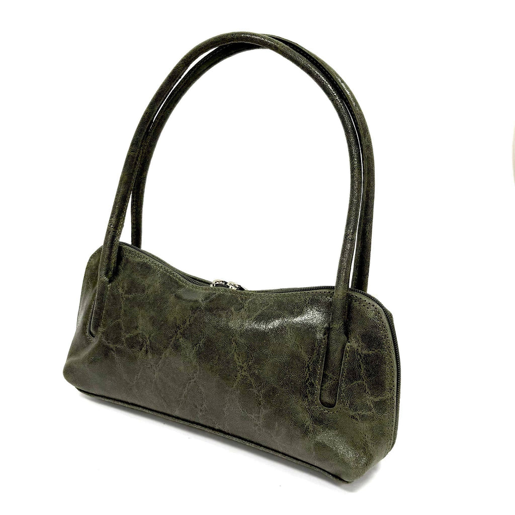 Calf Lather Lizard Pattern Baguette Shoulder Bag