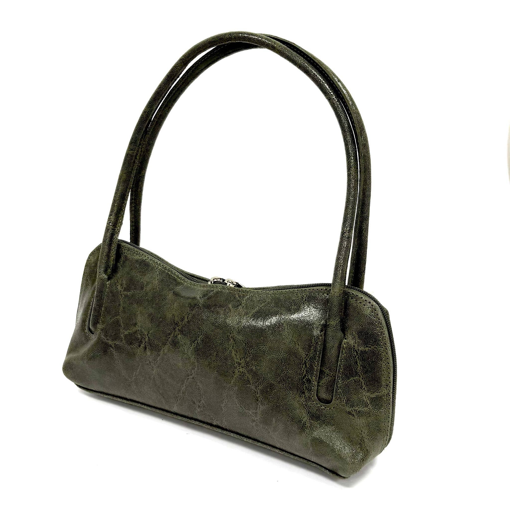 Calf Lather Lizard Pattern Baguette Shoulder Bag