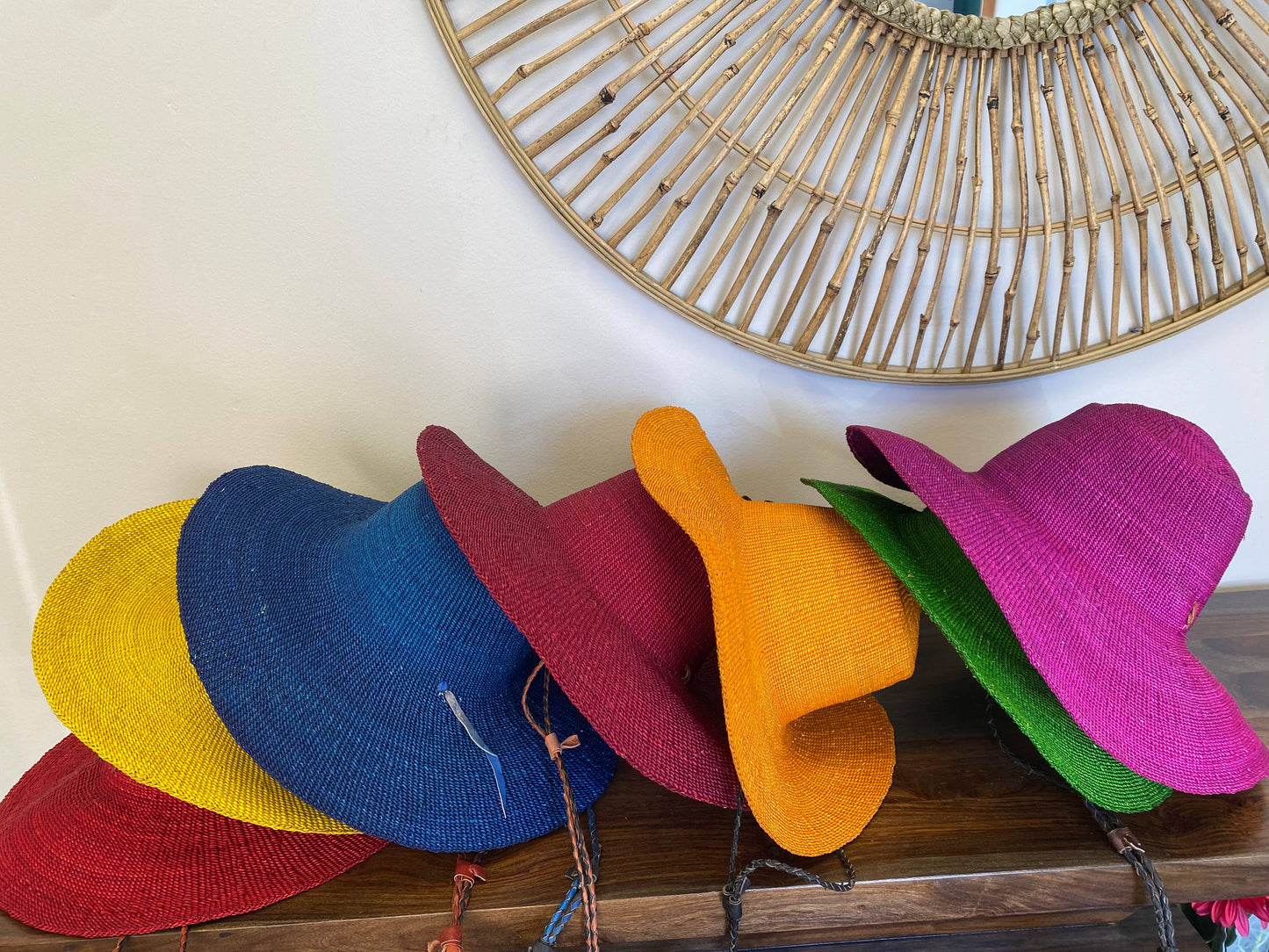 African Straw Sun Hat, Solid color