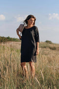 Relaxed fit linen dress Aruba in Black