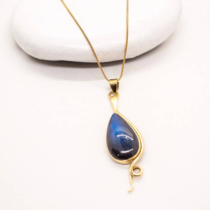 Brass Labradorite Curl Necklace