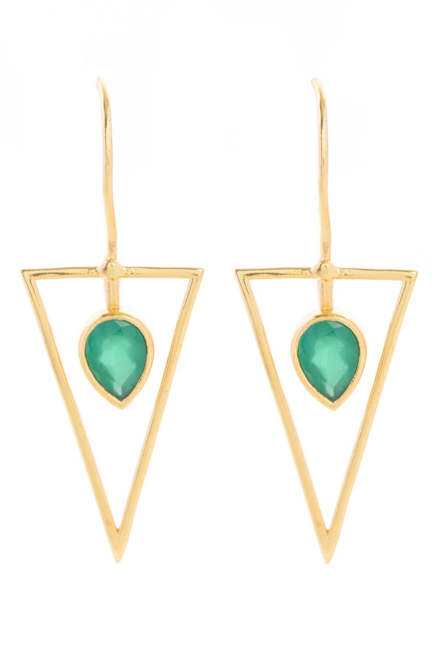 Triangle Open Frame Gemstone Earrings