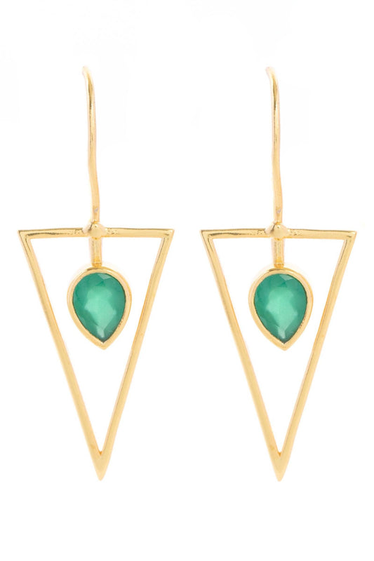 Triangle Open Frame Gemstone Earrings