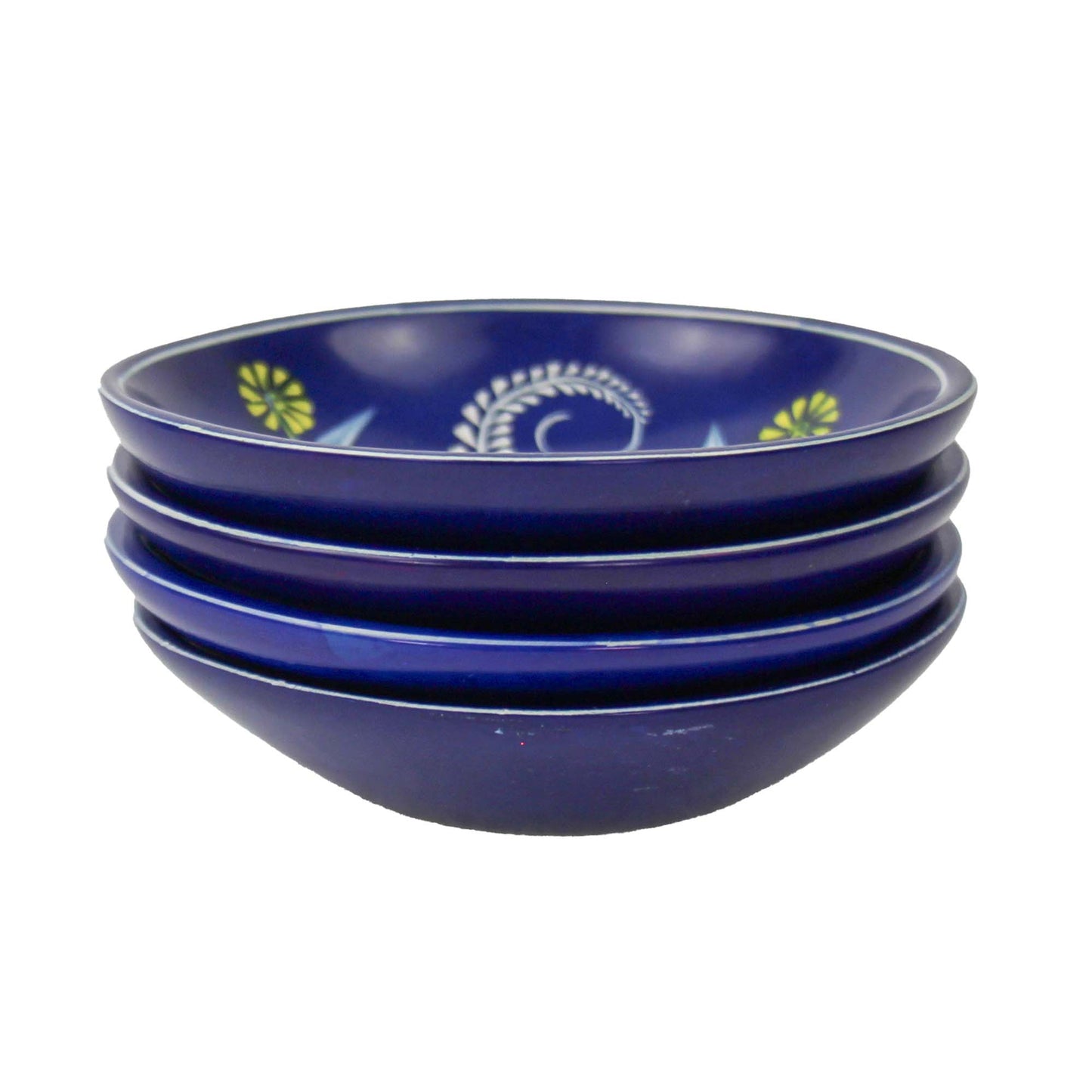 Soapstone Blue Dish with Yellow Flower Accents