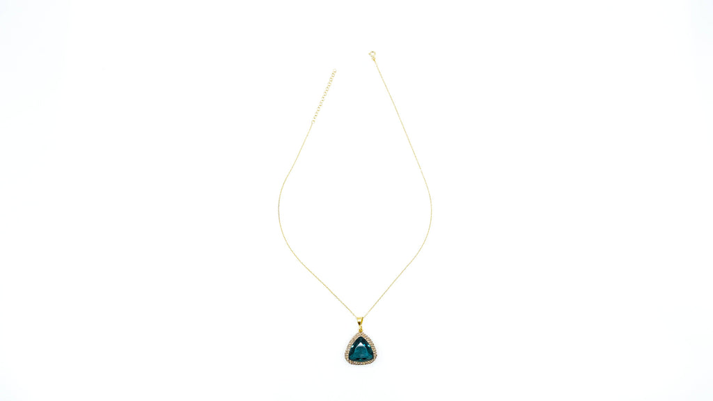 Emerald CZ Stone Pave Sterling Silver Necklace