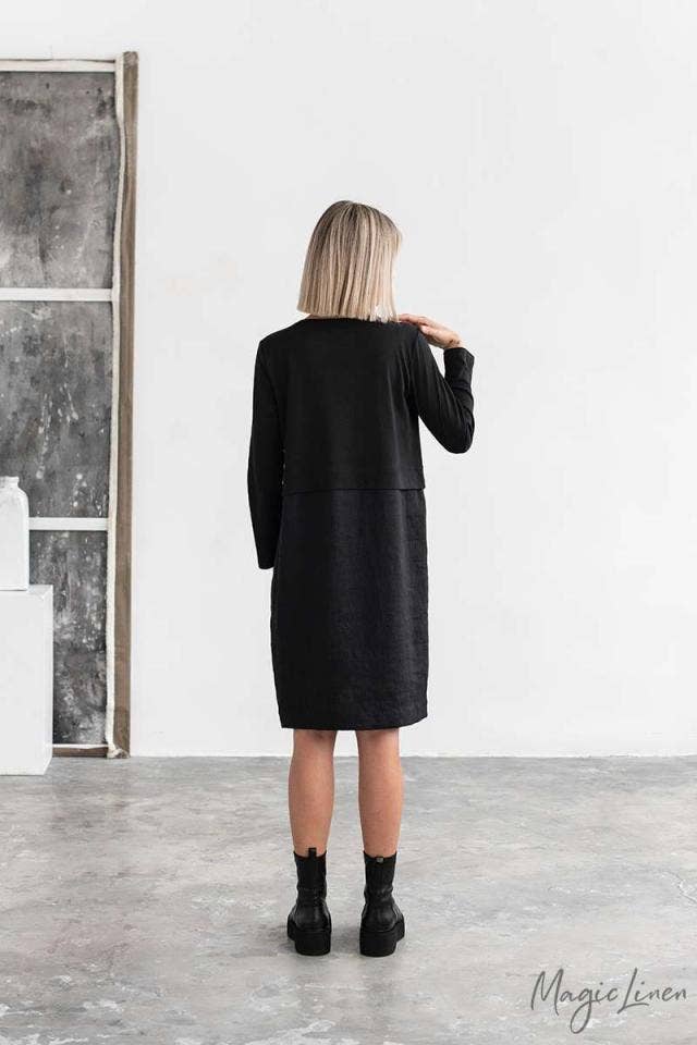 STRAIGHT CUT LINEN-COTTON DRESS SION