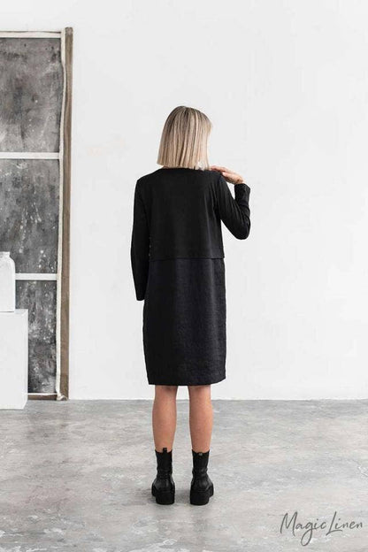 STRAIGHT CUT LINEN-COTTON DRESS SION