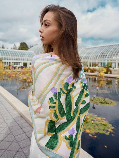 "Ethereal Mirage" Large Silk Scarf  In Pastel