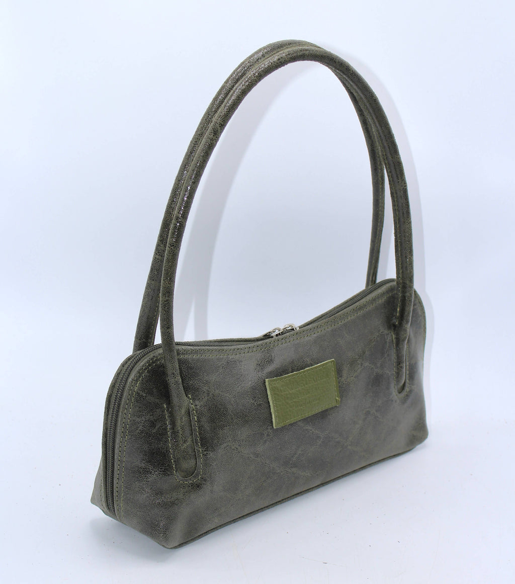 Calf Lather Lizard Pattern Baguette Shoulder Bag