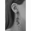 Blue & White Mix Coral Branches Long Handmade Crochet Earrings