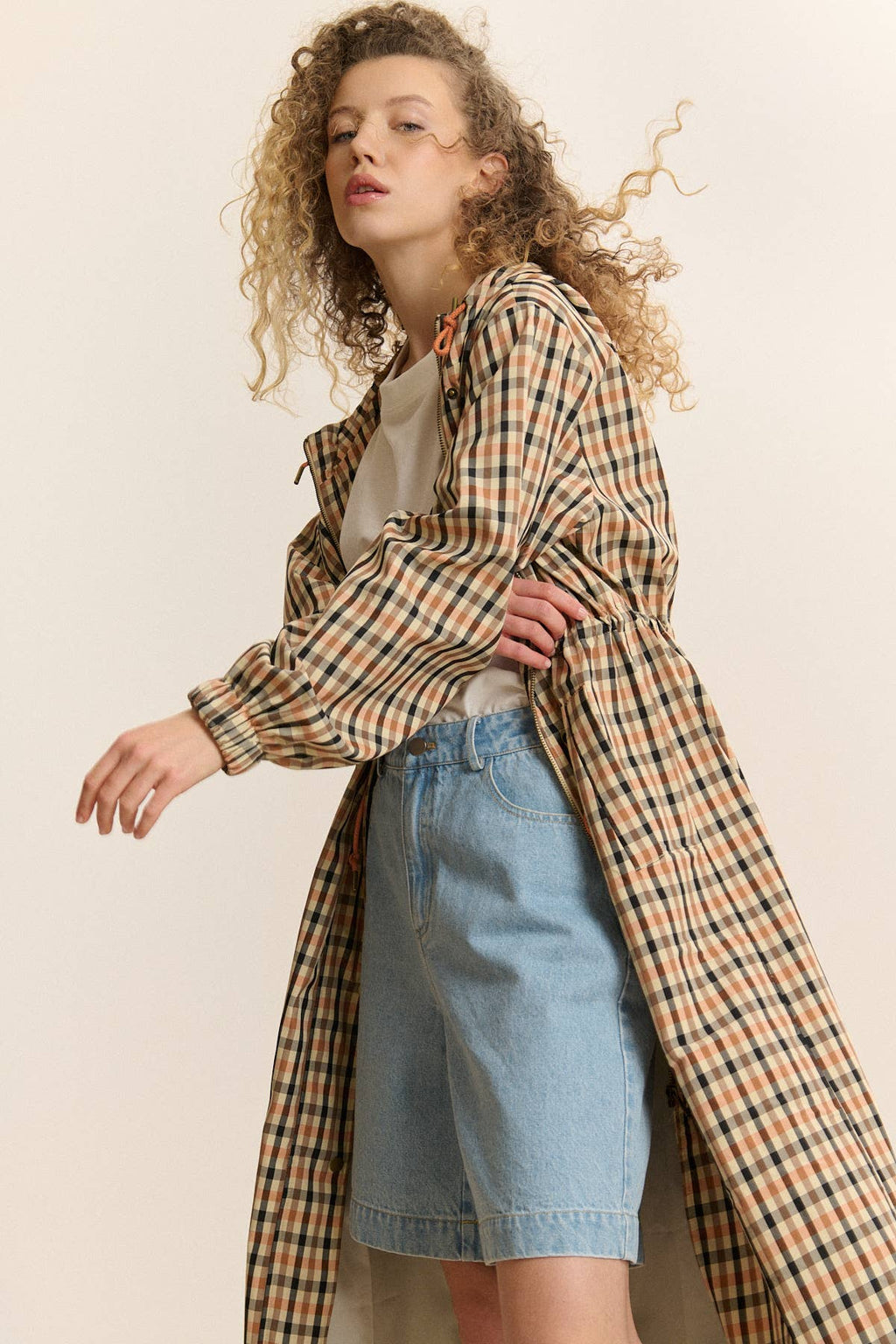 Checkered Trench Coat