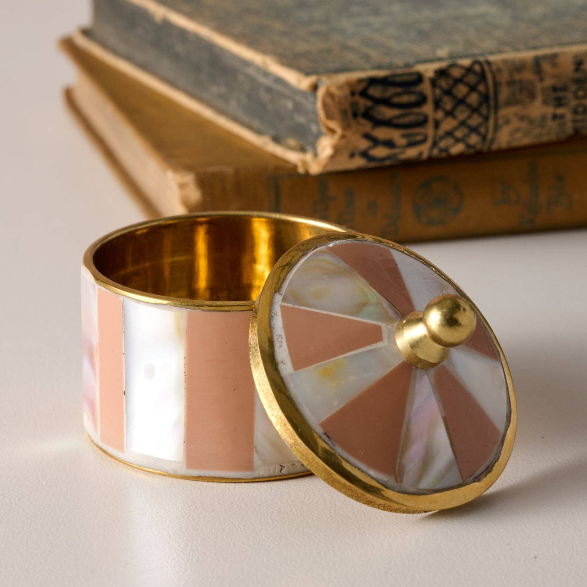 Mother of Pearl Tent Box in Peach
