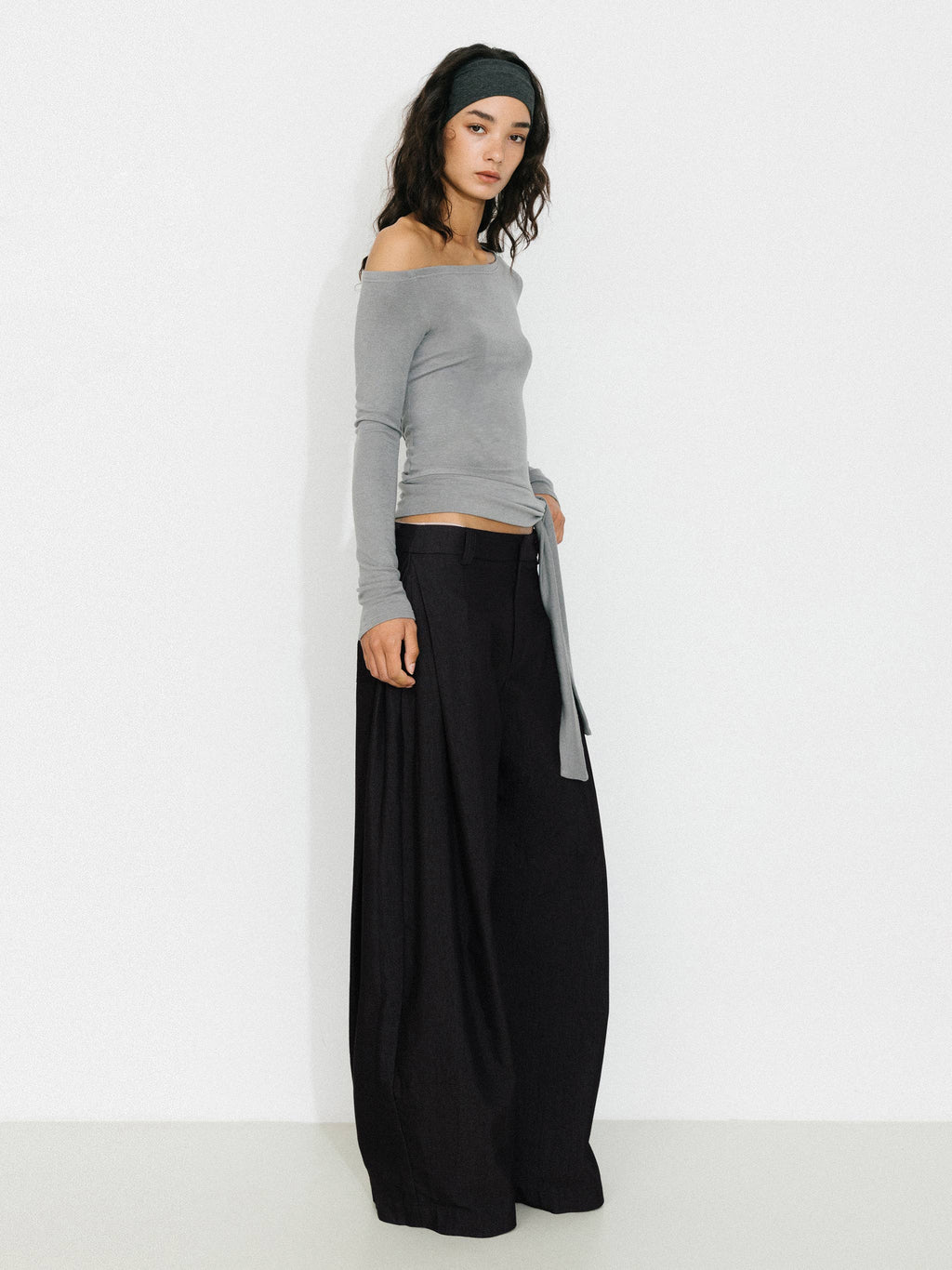 Wide-Leg Tapered Tailored Trousers
